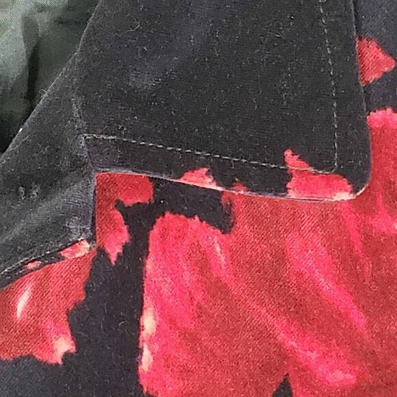 Talbots Blazer Jacket Womens Size 10p Petite Black Velvet Red Rose Cotton - Picture 4 of 9